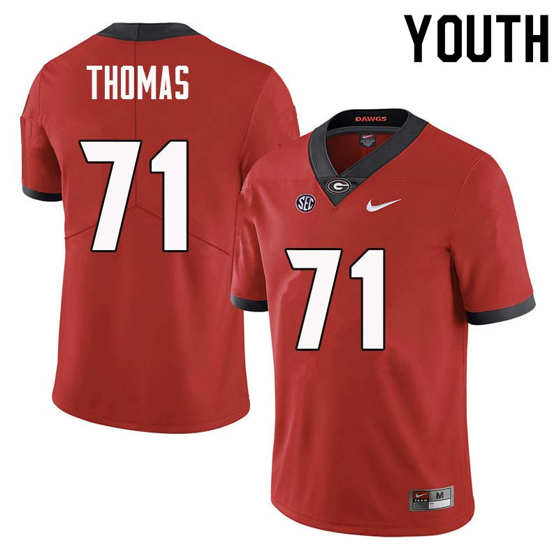 Youth Georgia Bulldogs #71 Andrew Thomas College Football Jerseys Sale-Red